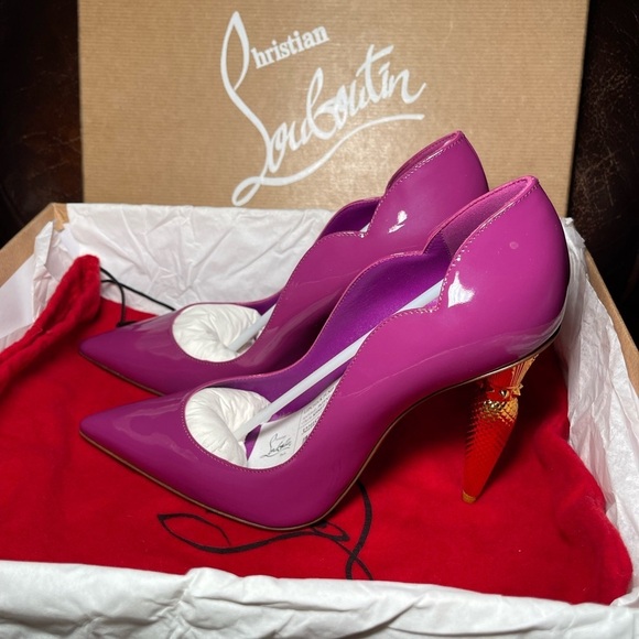 Christian Louboutin lip chick pump 100 patent Kismet Gold EU37.5 - Picture 4 of 15